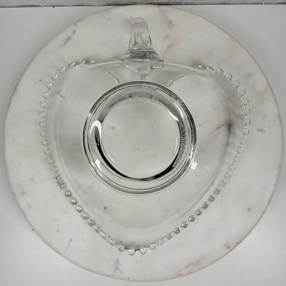 Vintage Imperial Candlewick Hobnail Heart Bowl 9" Clear Glass Handle Bread Candy - Picture 12 of 16